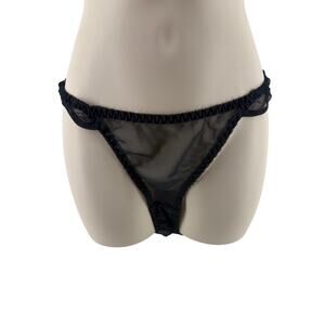 Vintage Victoria Secret Gold Label Sheer Black String Bikini Panty Womens Small